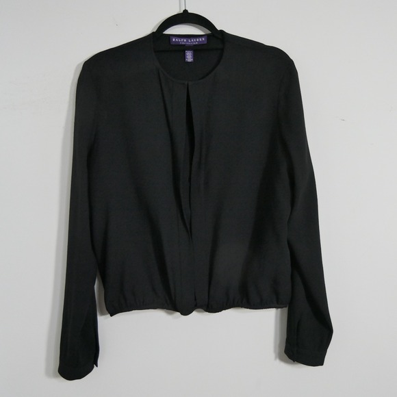 Ralph Lauren Purple Lable Tops - Ralph Lauren Purple Label Womens Blouse 12 Black Long Sleeve Minimalist Simple